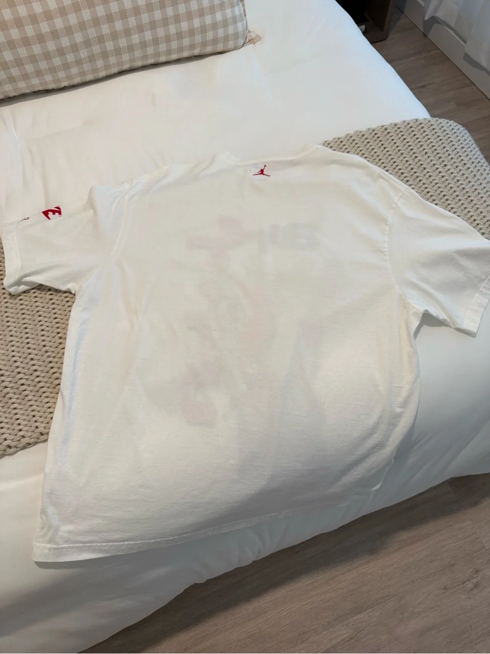 Jordan White Crewneck Tee with Red Jumpman
